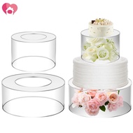 2 Pcs Acrylic Cake Stand Fillable Cake Risers 6/10 Inch Clear Cake Tier Stackable Cake Display Box with Lid Decorative Cake Display Stand Round Acrylic Riser Stand SHOPSKC7903
