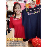 BSA77239 (48,50) 大码方领刺绣冰丝罗马上衣