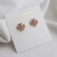 TORY BURCH ต่างหูแบบคลาสสิกต่างหูแบบตัวอักษรคู่ยุโรป และอเมริกาสุดแฟลช rhinestone ฝังต่างหูชนิด tb ต