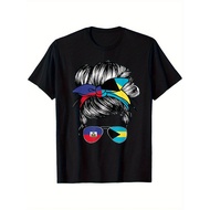 Bahamian Girl Haiti Para Mujer Haitian Women Bahamas T-Shirt, Cotton Haitian T-Shirt for Men Women D