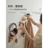 Wall-Mounted Hook Key Storage Entryway Solid Wood Hat Hook No-Drill Installation 8QYN