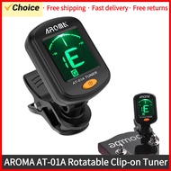 AROMA AT-01A Guitar Tuner Rotatable Clip-on Tuner LCD Display for Chromatic Acoustic Guitar Bass Ukulele Guitar Accessories