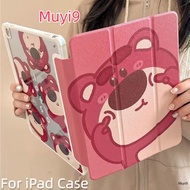 INS Creative Cartoon Funny Cute Lotso For IPad10.2 Shell 2022Ipad10th Cover Mini6 Case Ipad9.7 Air2 Cover Air4/5 10.9 Anti-fall Case Pro11 Ipad12.9 Anti-bending Cover Ipad9th Shell