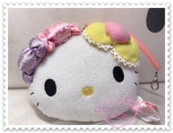 ♥小花花日本精品♥Hello Kitty 票卡夾大臉絨毛票卡夾立體蝴蝶結悠遊卡夾愛心糖果點點 88828404