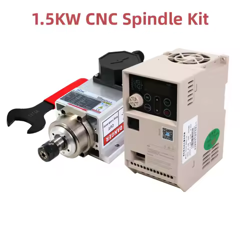 HLTNC 1.5KW 220V AC Air-cooled Spindle CNC Kit 0-24000 RPM Lathe Motor + EV210 1500W Inverter VFD + 
