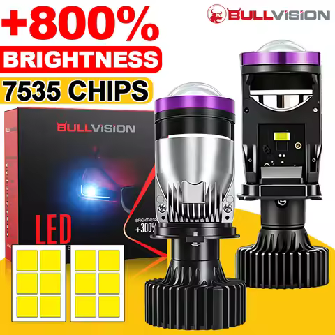 H4 LED Projector Car Headlight 30000LM 6000K Canbus Fan Cooling Mini Bi LED Lens Projector Mini Auto