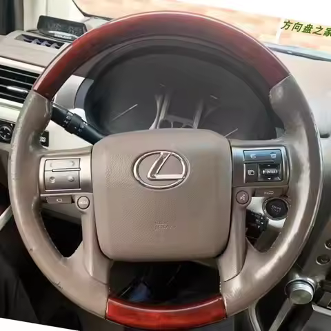 For Lexus GX450 GX460 GX400 2014-2019 Hand-stitched Non-slip Grey Genuine Leather Peach Wood Grain C