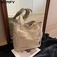 SVNFY Student Book Bag, Canvas Square Shape Canvas Shoulder Bag, Large Capacity Student Bag