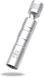 Ruibapa 14mm Magnetic Spark Plug Socket 360 Degree Swivel Spark Plug Socket Thin Wall Socket 3/8 Inc