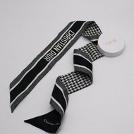 DIOR Christian Dior千鳥格絲巾 - 黑