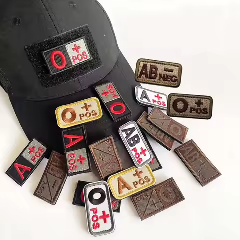 5*2.5CM Small Patch with Hook and Loop Blood Type A B AB O POS NEG Tactical Badges Fabric Applique E