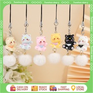 Cartoon Cat Phone Chain Scarf Plush Ball Cat Phone Lanyard 3D Cute Phone Chain Cartoon Bag Pendant