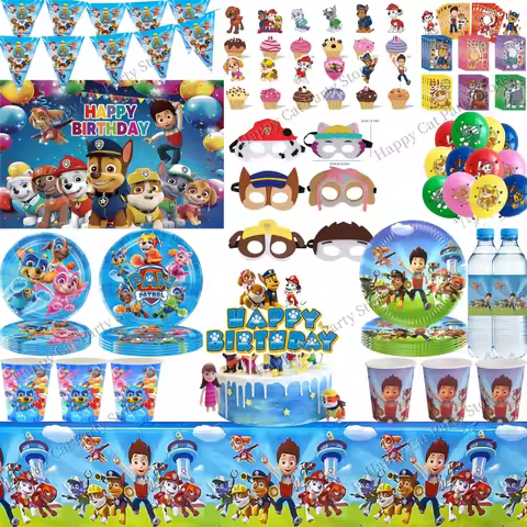 PAW Patrol Birthday Party Decoration Tableware Tablecloth Plates Cup napkin gift bag Balloons PAW Pa