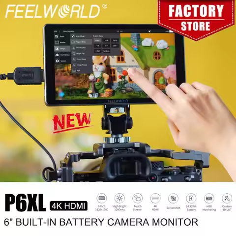 FEELWORLD P6XL 6-inch Photography Monitor Aluminum Case with Built in Battery 4K HDMI High Brightnes