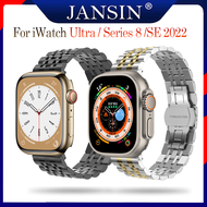 Jansin สำหรับ Apple Watch Ultra Series 8 สาย 49มม.45มม.41มม.ผู้หญิงผู้ชายเหล็กสแตนเลสสำหรับชุดนาฬิกา