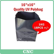 1KG 16x16 Polybag Tebal UV Hitam Polibag Tebal Poly Bag Fertigasi Nursery Plantation Bag Polybeg