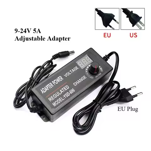 Universal AC To DC Adapter Adjustable Power Supply Adapter 5A 9V-24V Lighting Transformer Charger fo