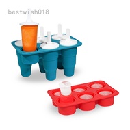 BWH 6 Grid Collapsible Popsicles Molds Summer Silicone Ice Cream Moulds Ice Cream Maker Homemade Ice Tray Ice Cream Mold
