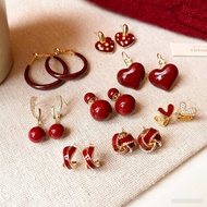 [现货] 安可拉红锆石耳钉 925纯银耳环 复古轻奢简约耳饰 | High Quality 925 Silver Needle Earring Vintage Luxuriou t7M7Y0B6vG0