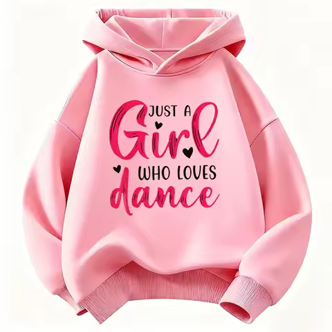 Y2k Just A Girl Who Love Dance Letter Printed HoodieChildren's Sweatshirt Hoody Girls Autumn Winter 