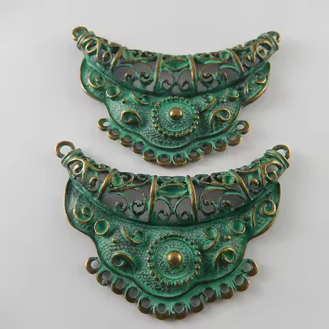 GraceAngie 5pcs Antiqued Green Bronze Tone Alloy Fashion Charm Connector Decor Jewelry Necklace Acce