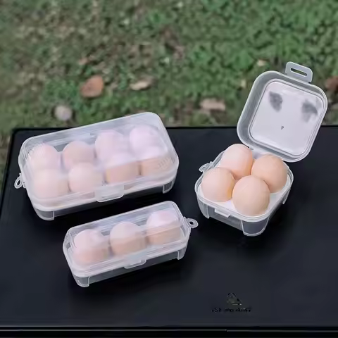 1/3/5 pcs Fridge Egg Organization Storage Holder Camping Food Containers Box 3/4/8 Grids Transparent