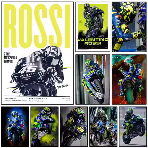 Motorcycle Racer Valentino Rossies Poster Art with prints Home bedroom living room decoration gift