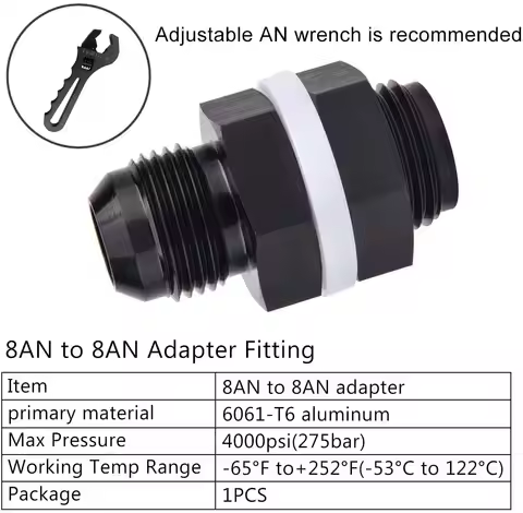 AN6 AN8 AN10 AN12 Accessories Black Fuel Cell Bulkhead Adapter Fitting Aluminum Fuel Cell Bulkhead F