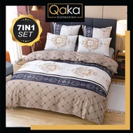 CADAR 5D 7IN1 SET WITH COMFORTER (100% COTTON) BEDSHEET QUEEN KING ALL DESIGN CORAK READY STOCK