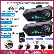 （🔥SG stock🔥）Y10 Pro Motorcycle Helmet Intercom One-Click Voice Assistant Px6 Waterproof 2 Riders Ste