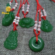 [Pine-t] Buddhist White Jade Hand Woven Pendant Nelace Lotus Guanyin Buddha Long Life Lo Pendant Luy
