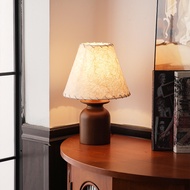 CASA CASA Japanese Style Rubber Wood Fabric Rice Paper Table Lamp Bedroom Bedside Living Room Mediev