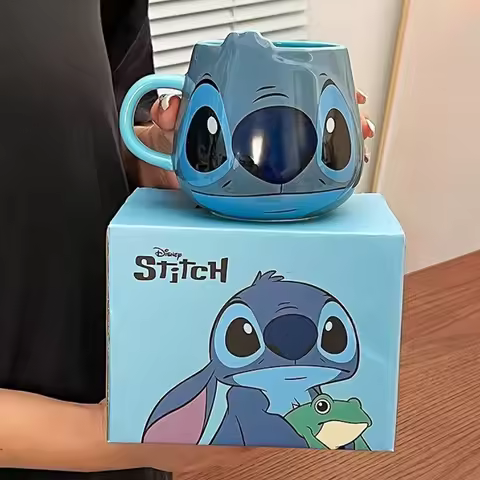 New Cute Stitch Ceramic Mug Cartoon Peripheral Stitch High-Looking 530ml Ceramic Coffee Cup Home Bre
