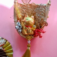 迷你金色米篩 乾燥花掛飾 I 日本藥師窯招財貓 I 新春招福佈置