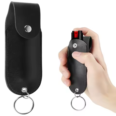 Pepper Spray Pouch PU Leather Pepper Spray Holster Mini Portable Pepper Spray Holder Self Defense Sp