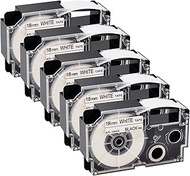 GREENCYCLE 5PK Compatible for XR-18WE XR-18WE2S AR-18WE 18mm 3/4" EZ Black on White Label Maker Tape