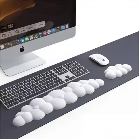 Cloud Shape Wrist Rest Pad Soft PU Material Anti-Slip Rubber Base Memory Foam for 100 Keys 87 Keys 6