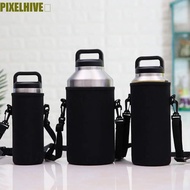 PIXELHIVE​ Sport Cup Covers Bag, 18/36/64oz Neoprene Water Bottle Cover Bag, Holder Pouch Black Stra