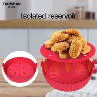 Tianshan 1 Set Air Fryers Baking Tray Groove Design Reusable Non-stick High Temperature Resistant Easy Cleaning Draining Oil Round Air Fryers Liner Silicone Pot Oven Accessories