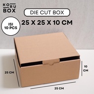 [Contents 10] Die Cut Mailer Cardboard Box 25x25x10 cm Without Screen Printing - Brown Flute B Mater