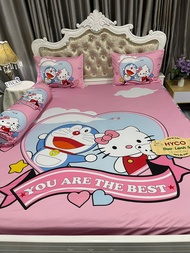 Mẫu Kitty Mon - Bộ ga gối thun lạnh HYCO 5D ôm khóa kéo