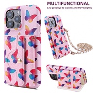 1pc Colorful Butterfly Pattern Wallet Phone Case Compatible With IPhone 16, 16e, 15, 14 Plus, 13, 12