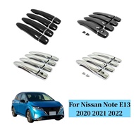 For Nissan Note E13 2020 2021 2022 ABS Carbon Black Chrome Car Door Protector Handle Cover Trim Exterior Decoration Accessories