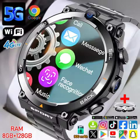 4G Smart Watch 8GB+128GB RAM 1.39 inch HD AMOLED 900mah Battery 500W Camera GPS WIFI Google APPS Dow