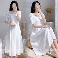 midi Summer elegant dresses nude dress challis dress  white dress for women casual plus size dress plain civil wedding dress gown for ninang wedding maternity dress for pregnant gr