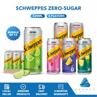 [Bundle of 12] Schweppes Zero-Sugar Flavored Soda Water 330ml - Refreshing & Delicious, Flavourful