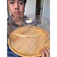 4 Pound Ceramic cake Box 12-Inch Wooden Plate tray wood Width 30.5x14.7 Inside 27.3x12 For 4-Pound T