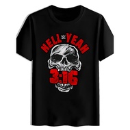 Punk Rock Graphic T-Shirt Black Round Neck Short Sleeve HELL YEAH 3: 16 Skull Heavy Metal Fan Top97