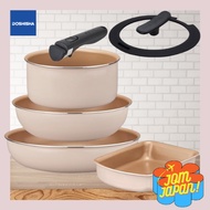 【DIRECT FROM JAPAN】DOSHISHA evercook IH-Compatible 7-Piece Pan Set – Non-Stick, Detachable Handle, I
