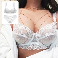 Summer Plus Size Lace Bra And Panty Set Sexy Lingerie Comfort Breathable Ultra Thin No Padding Trans